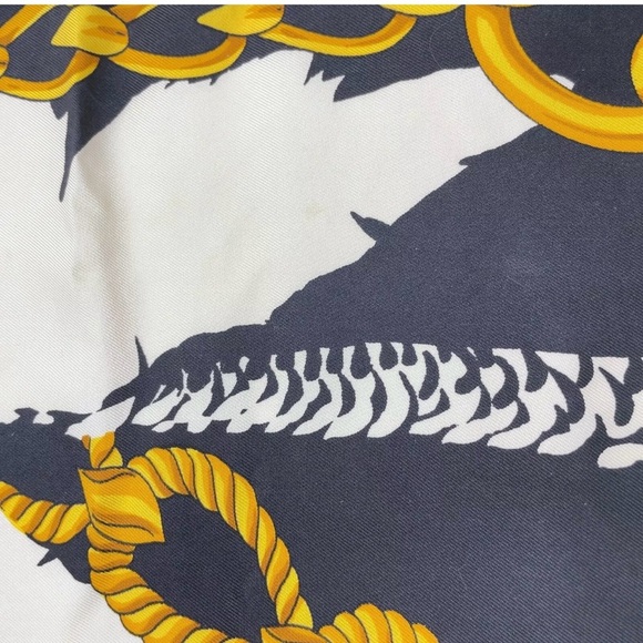 Authentic Celine Black and White Belt Pattern Silk Scarf - Picture 5 of 16